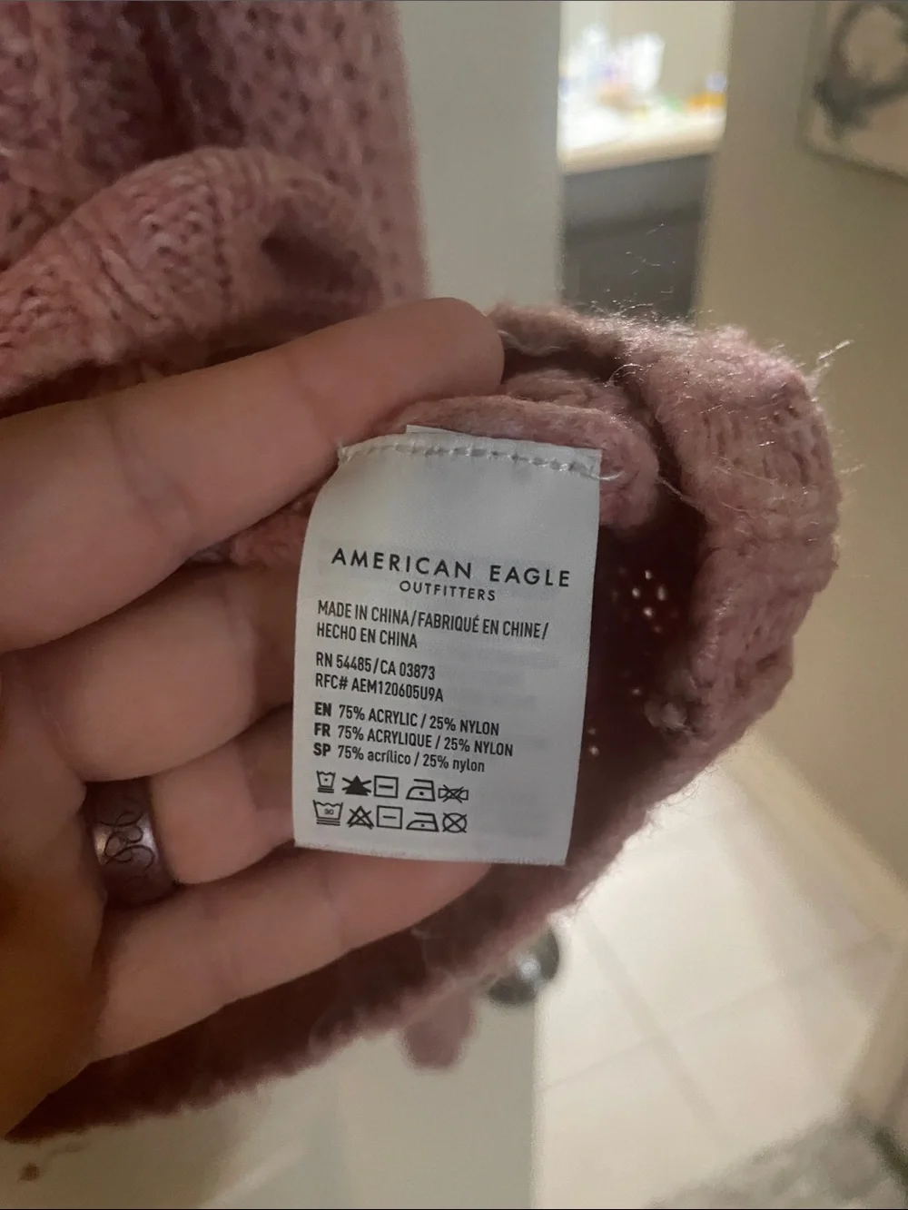 American Eagle Outfitters Dusty Pink Chunky Crewneck Sweater
